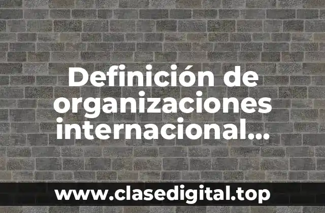 Definición de organizaciones internacional, nacional, regional y local