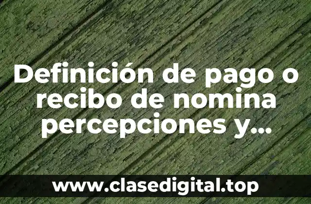 Definición de pago o recibo de nomina percepciones y deducciones