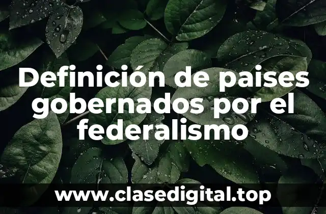Ejemplos de paises gobernados por el federalismo