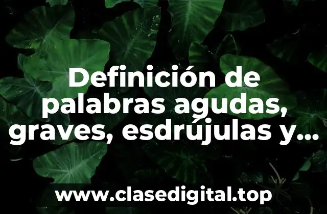 Definición de palabras agudas, graves, esdrújulas y sobreesdrújulas