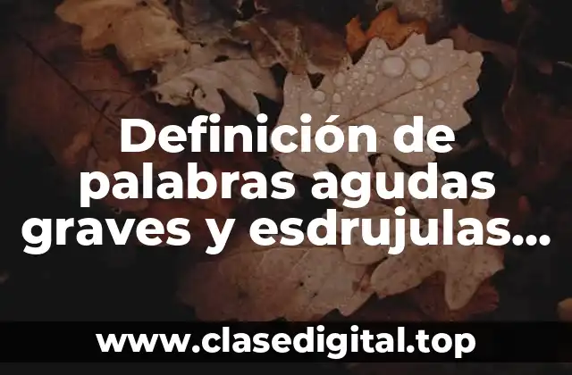 Definición de palabras agudas graves y esdrujulas con acento ortográfico