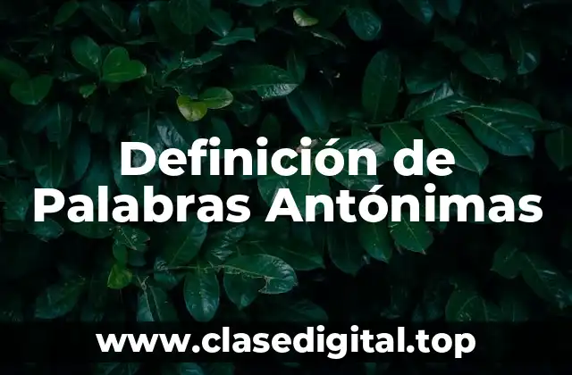 Definición de Palabras Antónimas
