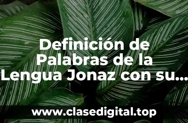 Definición de Palabras de la Lengua Jonaz con su Significado