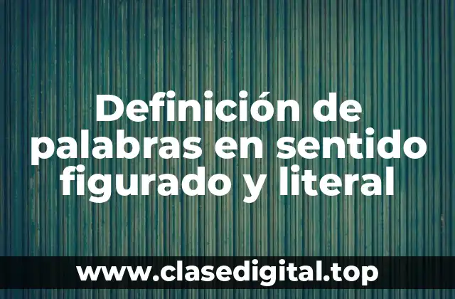 Definición de palabras en sentido figurado y literal
