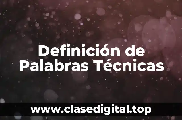 Definición de Palabras Técnicas