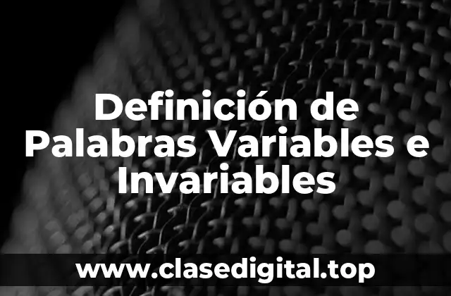 Definición de Palabras Variables e Invariables