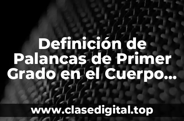 Definición de Palancas de Primer Grado en el Cuerpo Humano