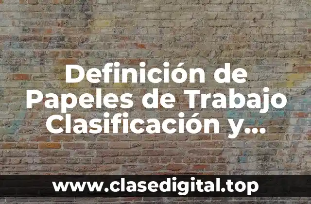Definición de Papeles de Trabajo Clasificación y Cedulas