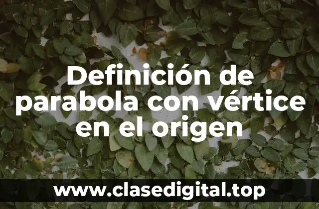 Definición de parabola con vértice en el origen