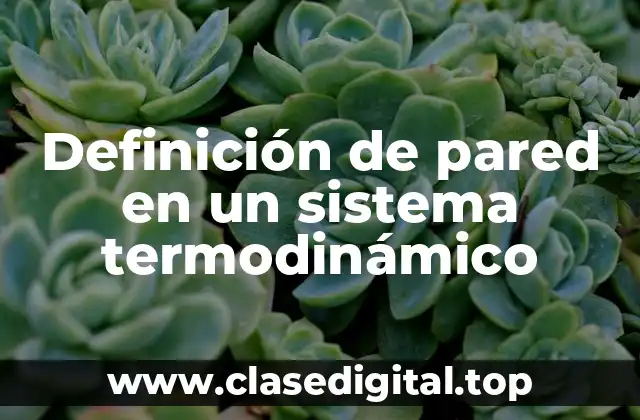 Definición de pared en un sistema termodinámico