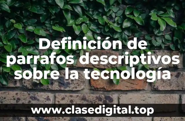 Definición de parrafos descriptivos sobre la tecnología