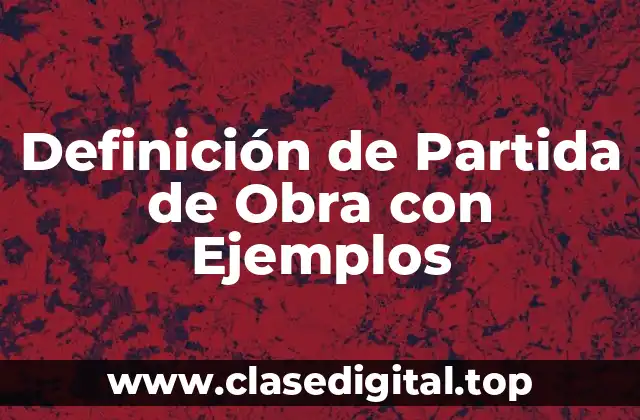 Definición de Partida de Obra con Ejemplos