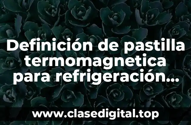 Definición de pastilla termomagnetica para refrigeración comercial