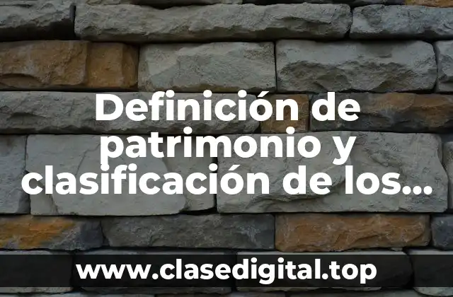 Definición de patrimonio y clasificación de los bienes