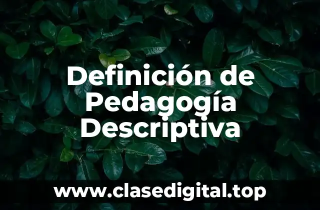 Definición de Pedagogía Descriptiva