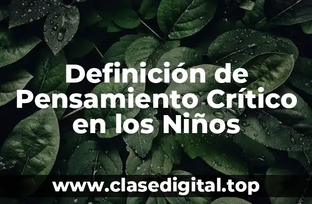 Definición de Pensamiento Crítico en los Niños
