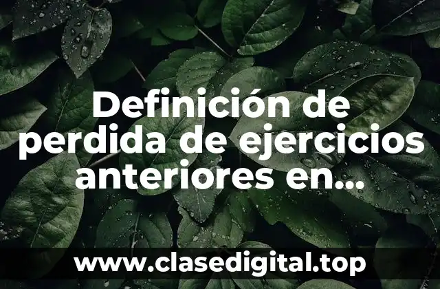 Definición de perdida de ejercicios anteriores en contabilidad