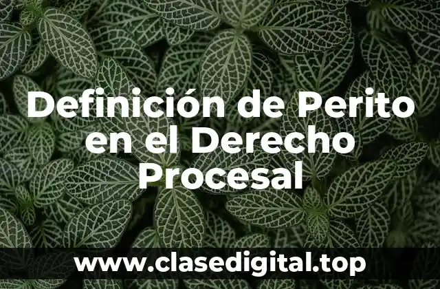 Definición de Perito en el Derecho Procesal