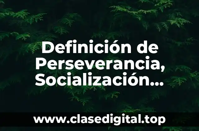 Definición de Perseverancia, Socialización, Valores, Empatía, Unión y Amistad