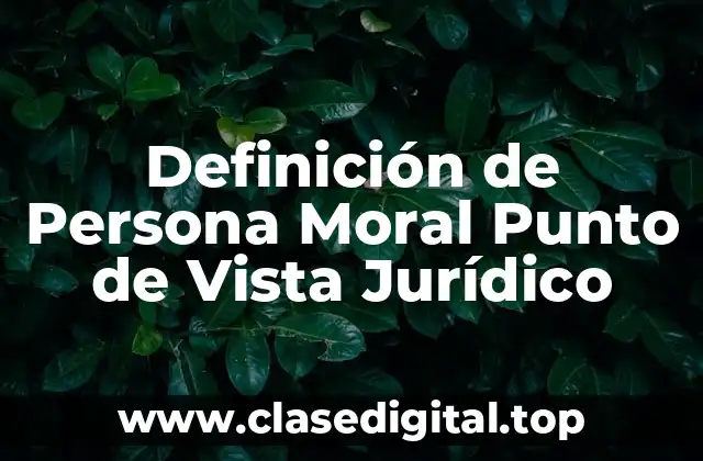 Definición de Persona Moral Punto de Vista Jurídico
