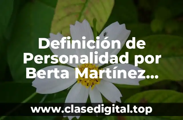 Definición de Personalidad por Berta Martínez Stiefel