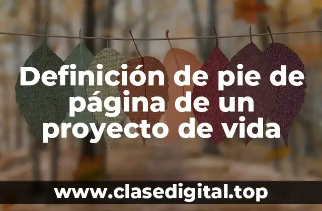 Definición de pie de página de un proyecto de vida