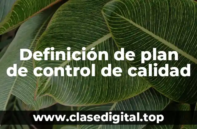 Definición de plan de control de calidad