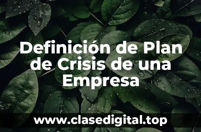 Definición de Plan de Crisis de una Empresa