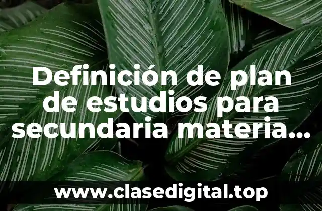Definición de plan de estudios para secundaria materia de matemáticas