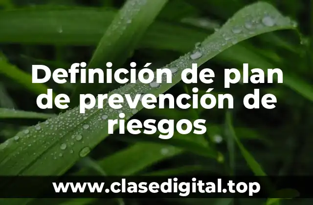 Definición de plan de prevención de riesgos