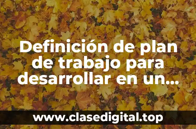 Definición de plan de trabajo para desarrollar en un pueblo