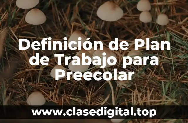 Definición de Plan de Trabajo para Preecolar