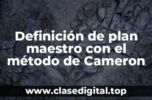 Definición de plan maestro con el método de Cameron