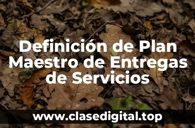 Definición de Plan Maestro de Entregas de Servicios