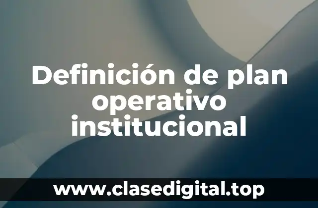 Definición de plan operativo institucional