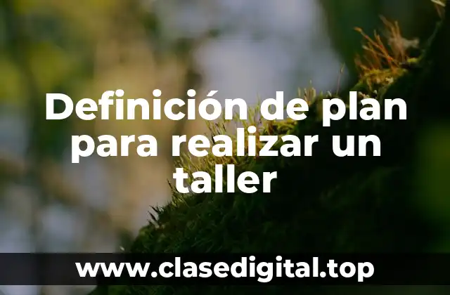 Ejemplos de planes para realizar un taller