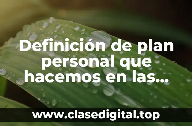 Definición de plan personal que hacemos en las actividades diarias