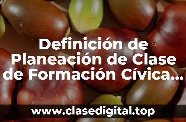 Definición de Planeación de Clase de Formación Cívica y Ética