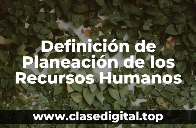 Definición de Planeación de los Recursos Humanos