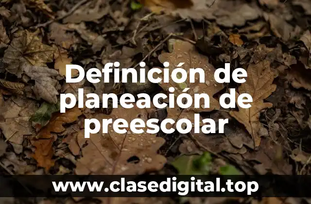 Definición de planeación de preescolar