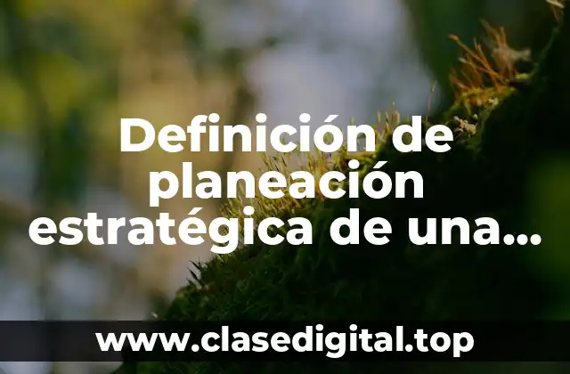 Definición de planeación estratégica de una empresa financiera