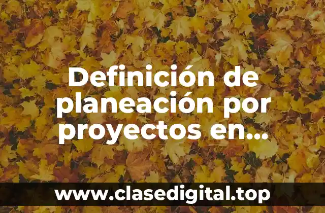 Definición de planeación por proyectos en primaria