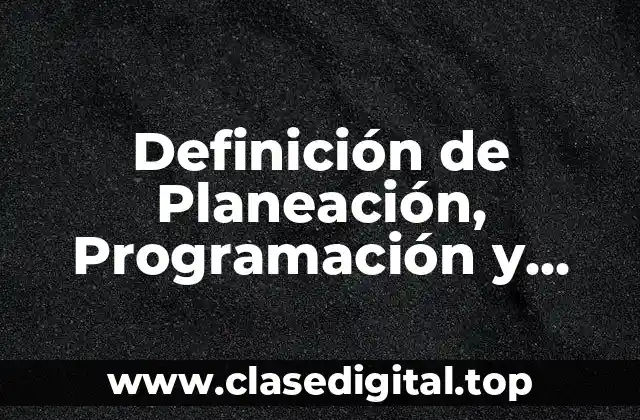 Definición de Planeación, Programación y Presupuestación
