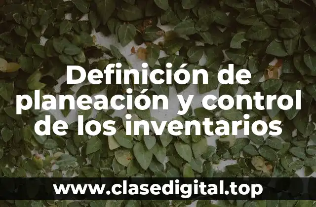 Definición de planeación y control de los inventarios