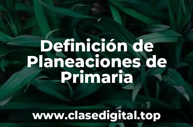 Definición de Planeaciones de Primaria
