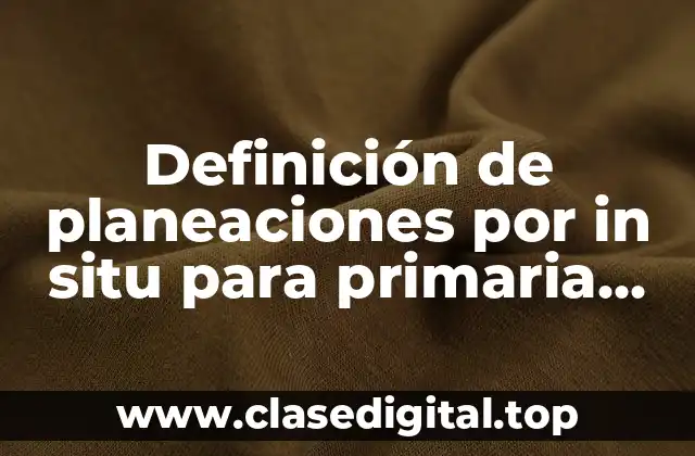 Definición de planeaciones por in situ para primaria cuarto grado