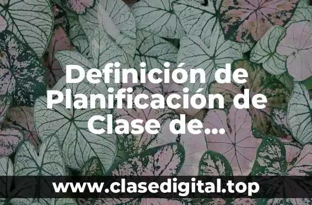 Definición de Planificación de Clase de Matemáticas