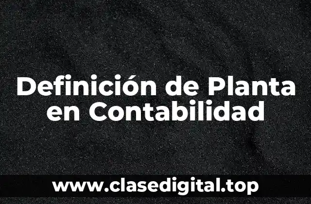 Definición de Planta en Contabilidad