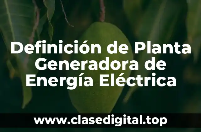 Definición de Planta Generadora de Energía Eléctrica