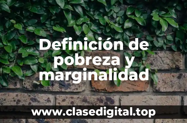 Definición de pobreza y marginalidad